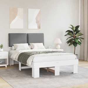 vidaXL Cadru de pat cu tăblie tapițată Gri deschis 120 x 190 cm imagine