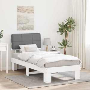 vidaXL Cadru de pat cu tăblie tapițată Gri deschis 90 x 200 cm imagine