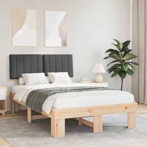 vidaXL Cadru de pat cu tăblie tapițată Gri închis 120 x 190 cm imagine