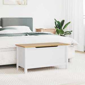 vidaXL Cutie de depozitare Hill Alb și maro cu miere 90 x 40 x 45 cm imagine