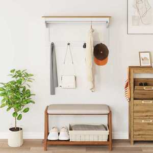 vidaXL Răcător de paltoane Hill Alb și maro cu miere 90 x 35 x 41.5 cm imagine