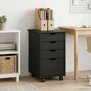 vidaXL Cabinet mobil cu roata Gri 34 x 39 x 56 cm Lemn masiv de pin imagine