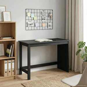 vidaXL Birou Negru 112 x 50 x 75 cm Lemn de pin masiv imagine