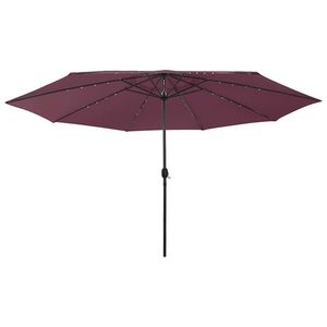 vidaXL Umbrelă de soare de grădină cu LED-uri, roșu bordo, 400 cm imagine
