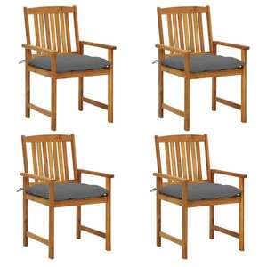 vidaXL Scaune de grădină cu perne, 4 buc., lemn masiv de acacia imagine