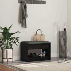 vidaXL Bancă pentru hol cu pernă cu raft Stejar Negru 63 x 38 x 45 cm imagine