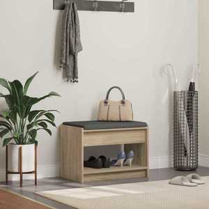 vidaXL Bancă pentru hol cu pernă cu raft Stejar Sonoma 63 x 38 x 45 cm imagine