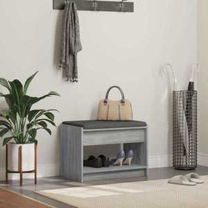 vidaXL Bancă pentru hol cu pernă cu raft Sonoma gri 63 x 38 x 45 cm imagine