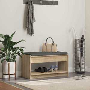 vidaXL Bancă pentru hol cu pernă cu raft Stejar Sonoma 83 x 38 x 45 cm imagine
