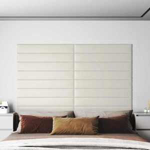 vidaXL Tăblie de Pat pentru Perete 12 pcs Crem 90 x 15 cm Catifea imagine