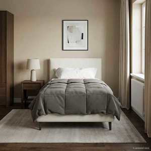 vidaXL Pilotă de vară Patos Gri deschis 135 x 200 cm Microfibră imagine