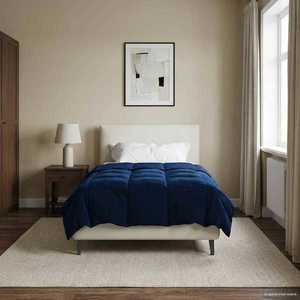 vidaXL Pilotă de vară Patos Albastru închis 140 x 200 cm Microfibră imagine