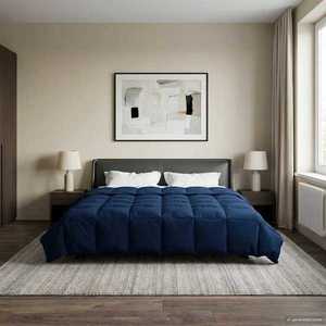 vidaXL Pilotă de vară Patos Albastru închis 200 x 240 cm Microfibră imagine