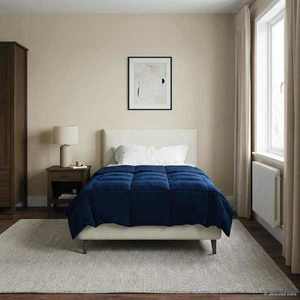 vidaXL Pilotă de vară Patos Albastru închis 155 x 220 cm Microfibră imagine