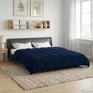 vidaXL Pilotă de vară Patos Albastru închis 220 x 260 cm Microfibră imagine