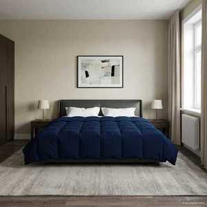 vidaXL Pilotă de vară Patos Albastru închis 240 x 260 cm Microfibră imagine