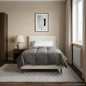 vidaXL Duvet complet pe tot parcursul anului Gri deschis 135 x 200 cm imagine