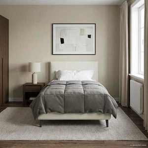 vidaXL Duvet complet pe tot parcursul anului Gri deschis 155 x 200 cm imagine