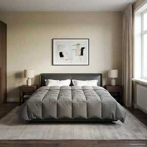 vidaXL Duvet complet pe tot parcursul anului Gri deschis 200 x 200 cm imagine