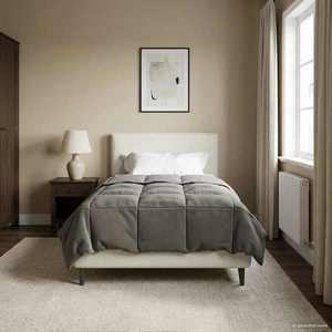 vidaXL Duvet complet pe tot parcursul anului Gri deschis 140 x 220 cm imagine