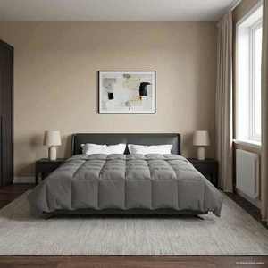 vidaXL Duvet complet pe tot parcursul anului Gri deschis 200 x 220 cm imagine