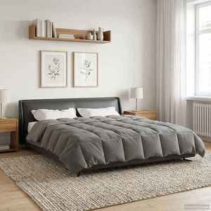 vidaXL Duvet complet pe tot parcursul anului Gri deschis 220 x 260 cm imagine