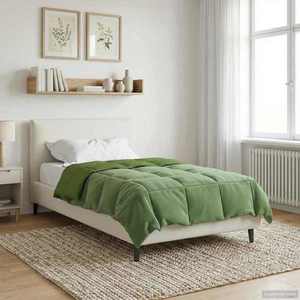 vidaXL Duvet complet pe tot parcursul anului Patos Verde 155 x 200 cm imagine