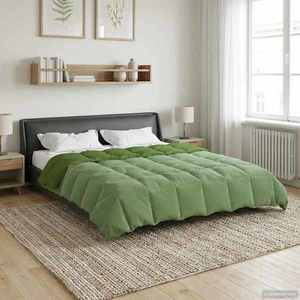vidaXL Duvet complet pe tot parcursul anului Patos Verde 200 x 200 cm imagine