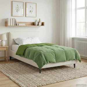 vidaXL Duvet complet pe tot parcursul anului Patos Verde 140 x 220 cm imagine