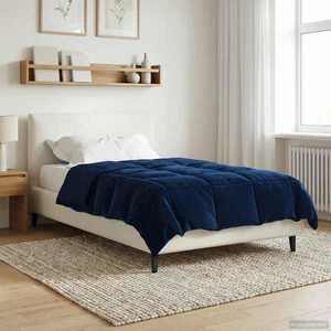 vidaXL Duvet complet pe tot parcursul anului Patos Albastru închis imagine