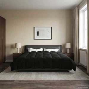 vidaXL Duvet de iarnă Patos Negru 200 x 200 cm Microfibră imagine