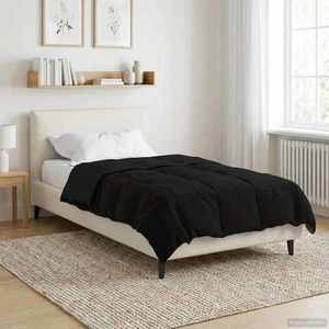 vidaXL Duvet de iarnă Patos Negru 135 x 220 cm Microfibră imagine