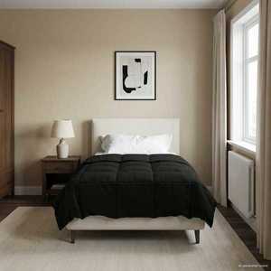 vidaXL Duvet de iarnă Patos Negru 140 x 220 cm Microfibră imagine