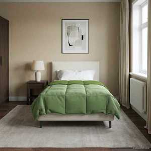 vidaXL Duvet de iarnă Patos Verde 135 x 200 cm Microfibră imagine