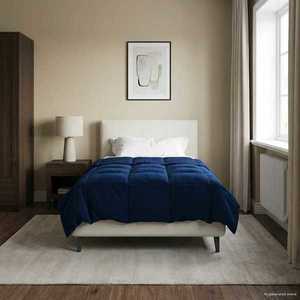 vidaXL Duvet de iarnă Patos Albastru închis 140 x 200 cm Microfibră imagine