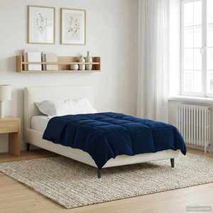 vidaXL Duvet de iarnă Patos Albastru închis 135 x 220 cm Microfibră imagine