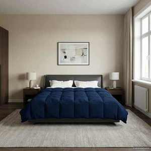 vidaXL Duvet de iarnă Patos Albastru închis 220 x 260 cm Microfibră imagine