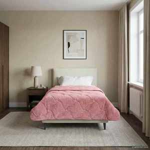 vidaXL Pilotă de vară Roz 140 x 220 cm Microfibră și fleece Teddy imagine