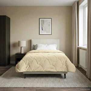 vidaXL Pilotă de vară Crem 140 x 220 cm Microfibră și fleece Teddy imagine