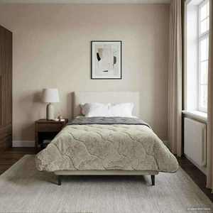 vidaXL Duvet complet pe tot parcursul anului Gri deschis 155 x 200 cm imagine