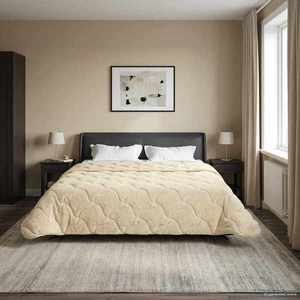 vidaXL Duvet de iarnă Crem 200 x 200 cm Microfibră și fleece Teddy imagine