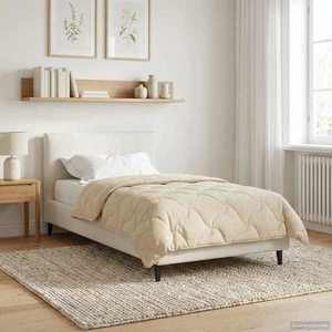 vidaXL Duvet de iarnă Crem 135 x 220 cm Microfibră și fleece Teddy imagine