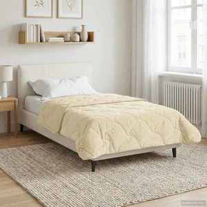 vidaXL Duvet de iarnă Crem 155 x 220 cm Microfibră și fleece Teddy imagine