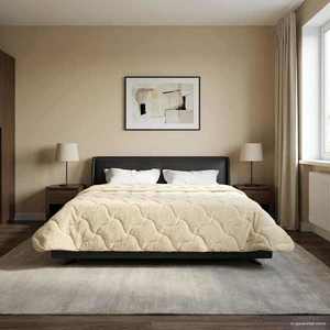 vidaXL Duvet de iarnă Crem 220 x 240 cm Microfibră și fleece Teddy imagine