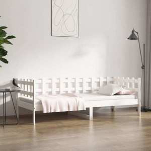 vidaXL Pat de zi fără saltea, alb, 90x190 cm, lemn masiv pin imagine