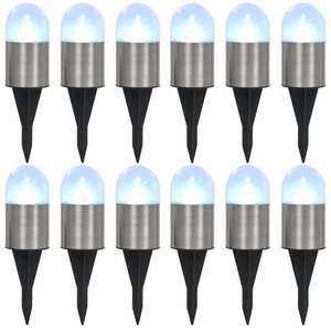 vidaXL Lămpi solare de sol, 12 buc., alb, becuri LED imagine