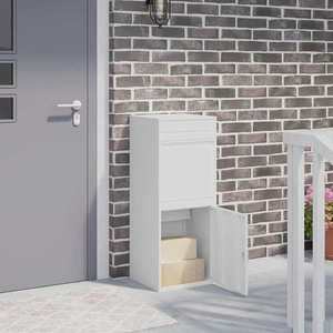 vidaXL Cutie pentru colet cu depozitare Alb 41 x 38 x 103 cm Oțel imagine