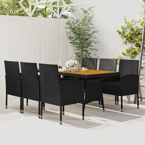 vidaXL Set mobilier de exterior, 7 piese, negru, poliratan imagine