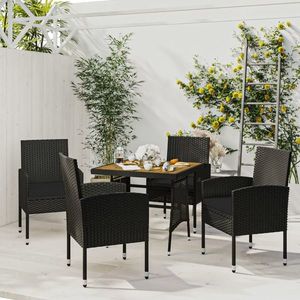 vidaXL Set mobilier de exterior, 5 piese, negru, poliratan imagine