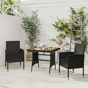 vidaXL Set mobilier de exterior, 3 piese, negru, poliratan imagine